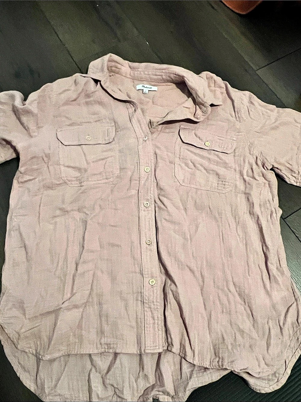 Madewell Lightspun Short-Sleeve Flap-Pocket Shirt Pink